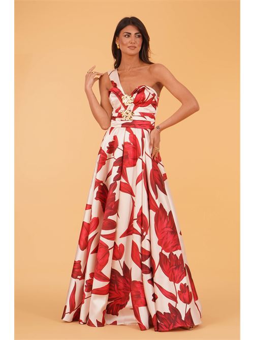 Abito in mikado fantasia Babylon | S00929ROSA FIORE ROSA